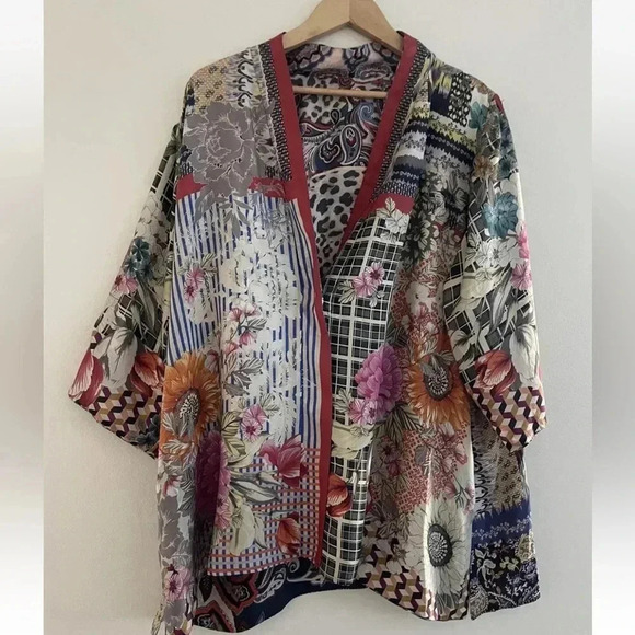 $420 Johnny Was Betzy Emilia Paisley Print Silk Kimono Top Size XL. - Picture 8 of 12